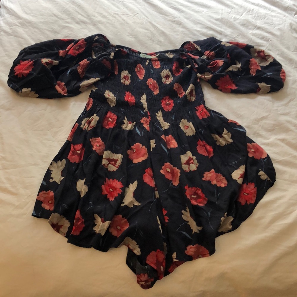 Floral off the shoulder romper (Urban Outfitters)